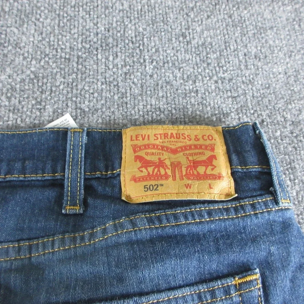Levis 502 Jeans Mens 46x26 Blue Tapered Medium Wash Big Tall Stretch Denim
